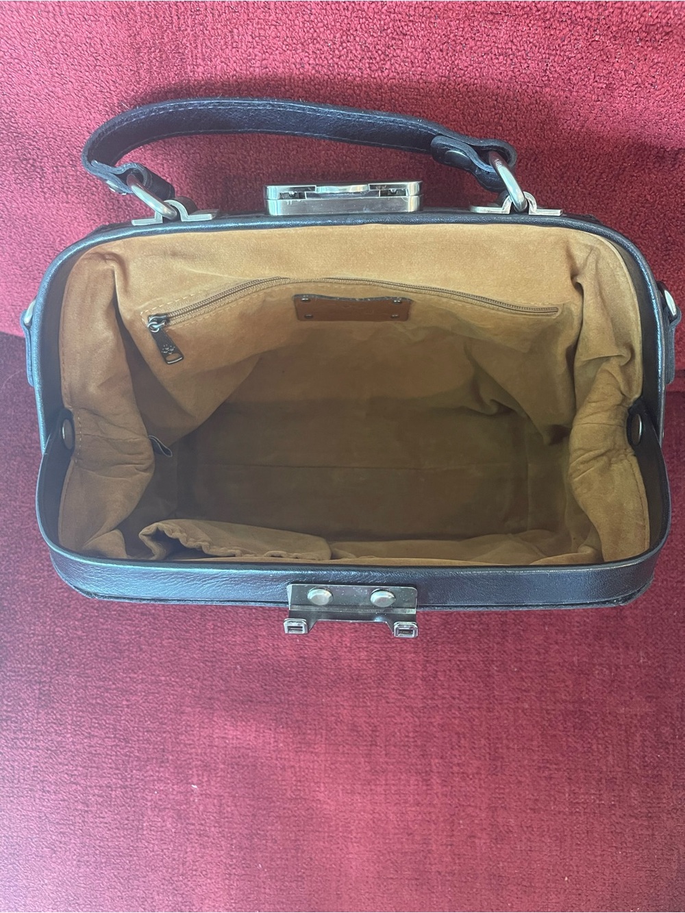 Patricia Nash Black Leather Satchel with Detachable Strap - Picture 4 of 6